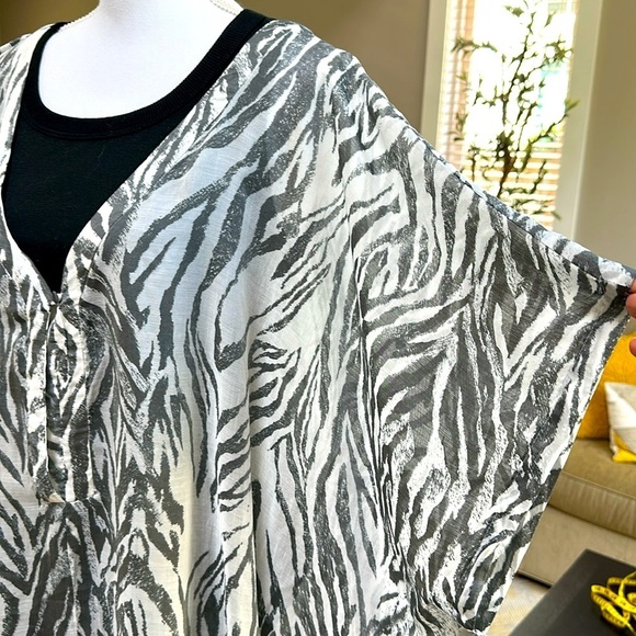 Grey And White Animal Print Kaftan Swimsuit Coverup - Picture 3 of 5